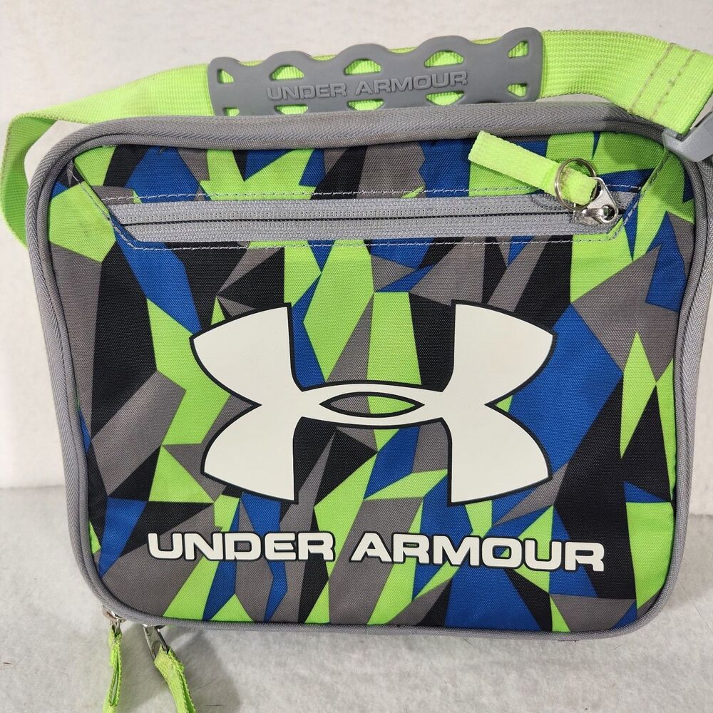 Under Armour Thermos Lunch Box Zip Up/ Handle/Hard Lined Multicolour Logo GUC